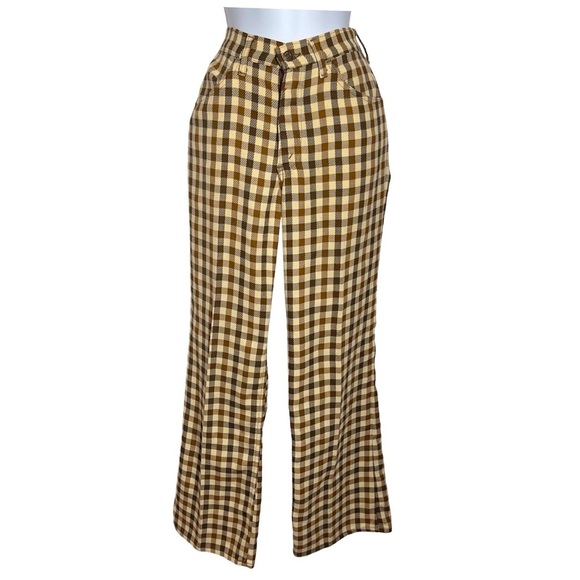 Vintage Rare Levi’s Strauss Sta-Prest Beige Plaid Women’s Pants - Picture 1 of 9
